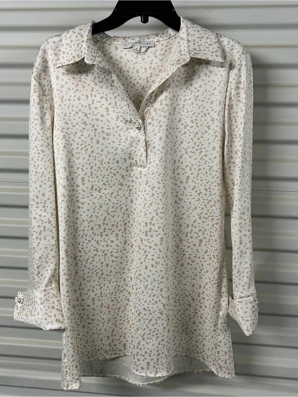 Preston & York Cream and Beige Printed Collared Tunic